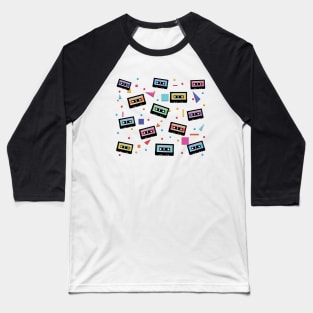 80's cassette tape pattern Baseball T-Shirt
